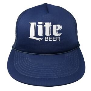 Lite Beer Snapback Trucker Hat Blue OS Adjustable Mesh Back Rope Competition Pro